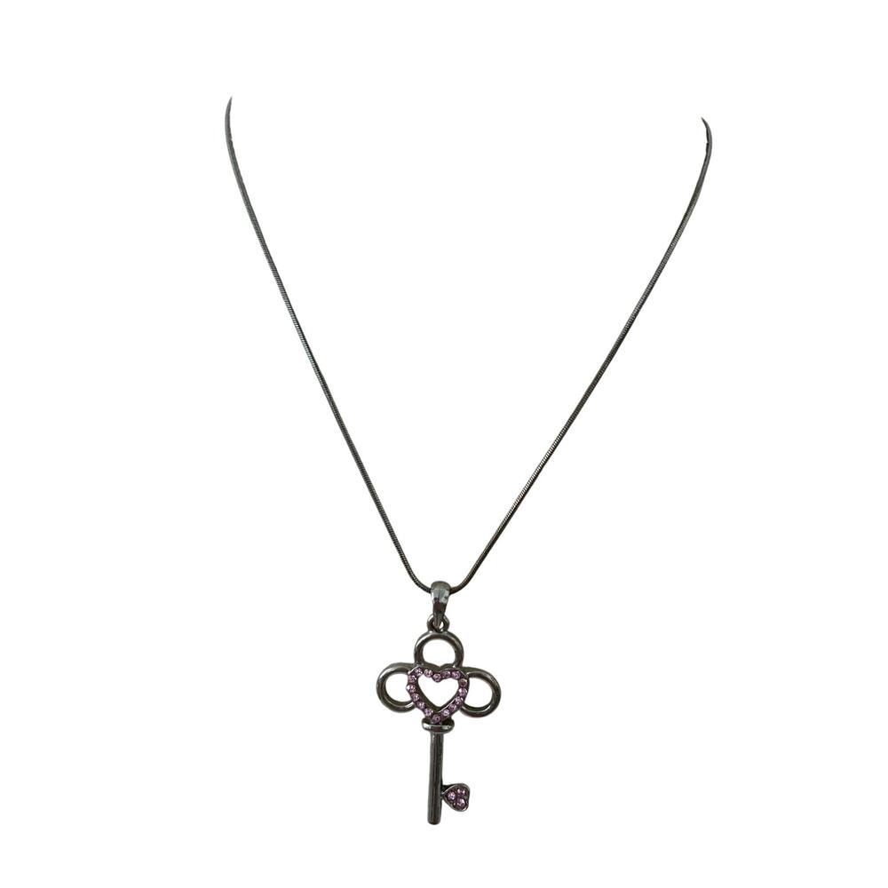 Key necklace, silver tone